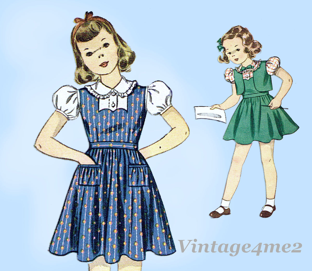 Simplicity 3177: 1930s Uncut Girls Jumper Dress Sz8 VTG Sewing Pattern ...