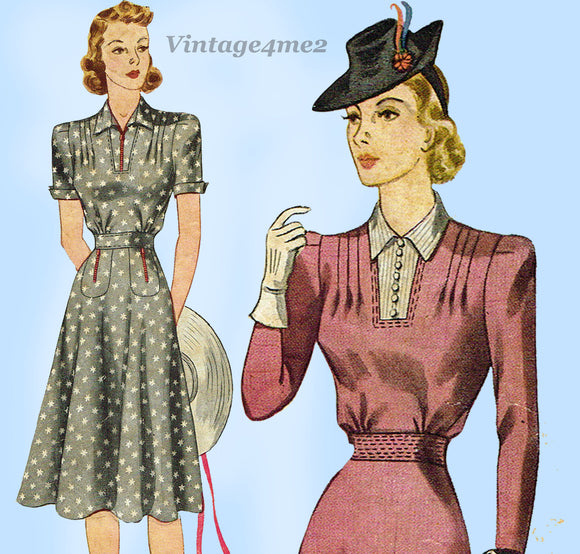 Simplicity 3382: 1940s Uncut Misses WWII Dress 32 B Vintage Pattern ...