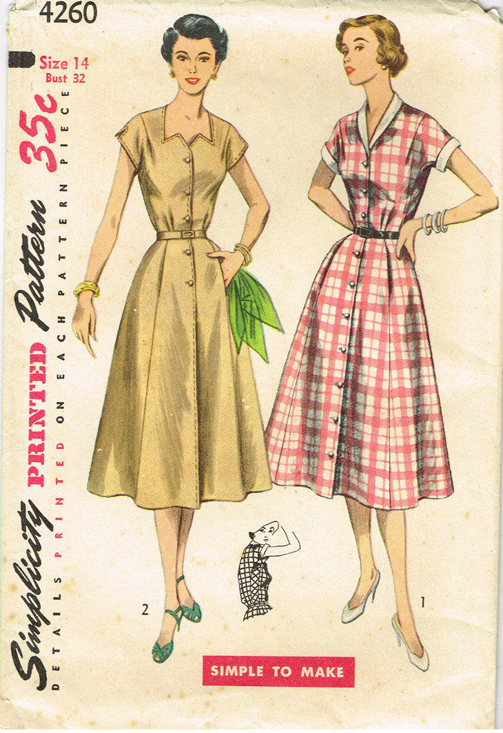 1950s Misses Simplicity Sewing Pattern 4260 Uncut Misses Street Dress ...