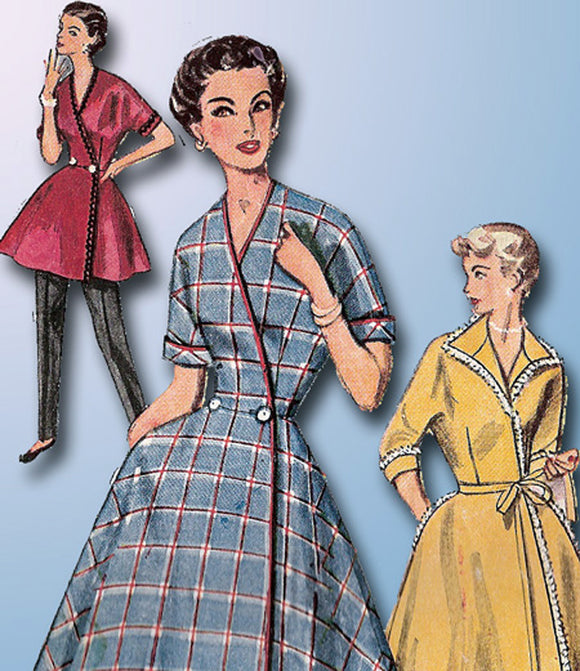 1950s Original Vintage Simplicity Pattern 4474 Misses House Coat 30 B ...