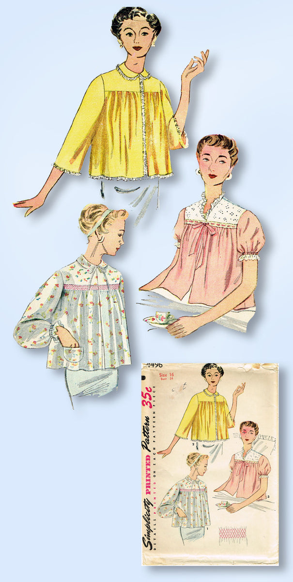 1950s Vintage Simplicity Sewing Pattern 4496 Uncut Misses Bedjacket Si ...