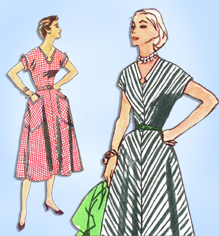 1950s Vintage Simplicity Sewing Pattern 4527 Easy Plus Size Dress 41 B ...