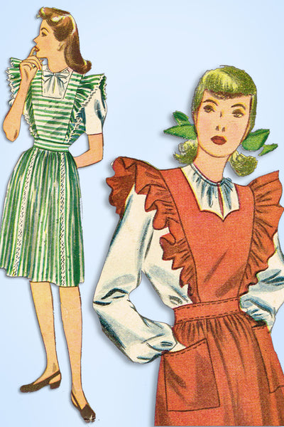 1940s Vintage Simplicity Sewing Pattern 4921 Easy WWII Pinafore Dress ...