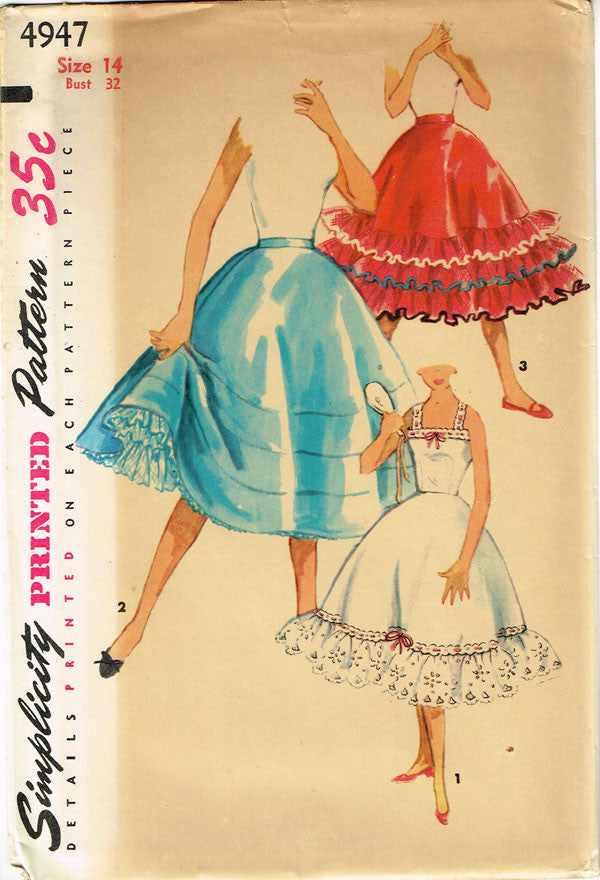 1950s Vintage Misses Slip & Petticoat Uncut 1954 Simplicity Sewing Pat ...