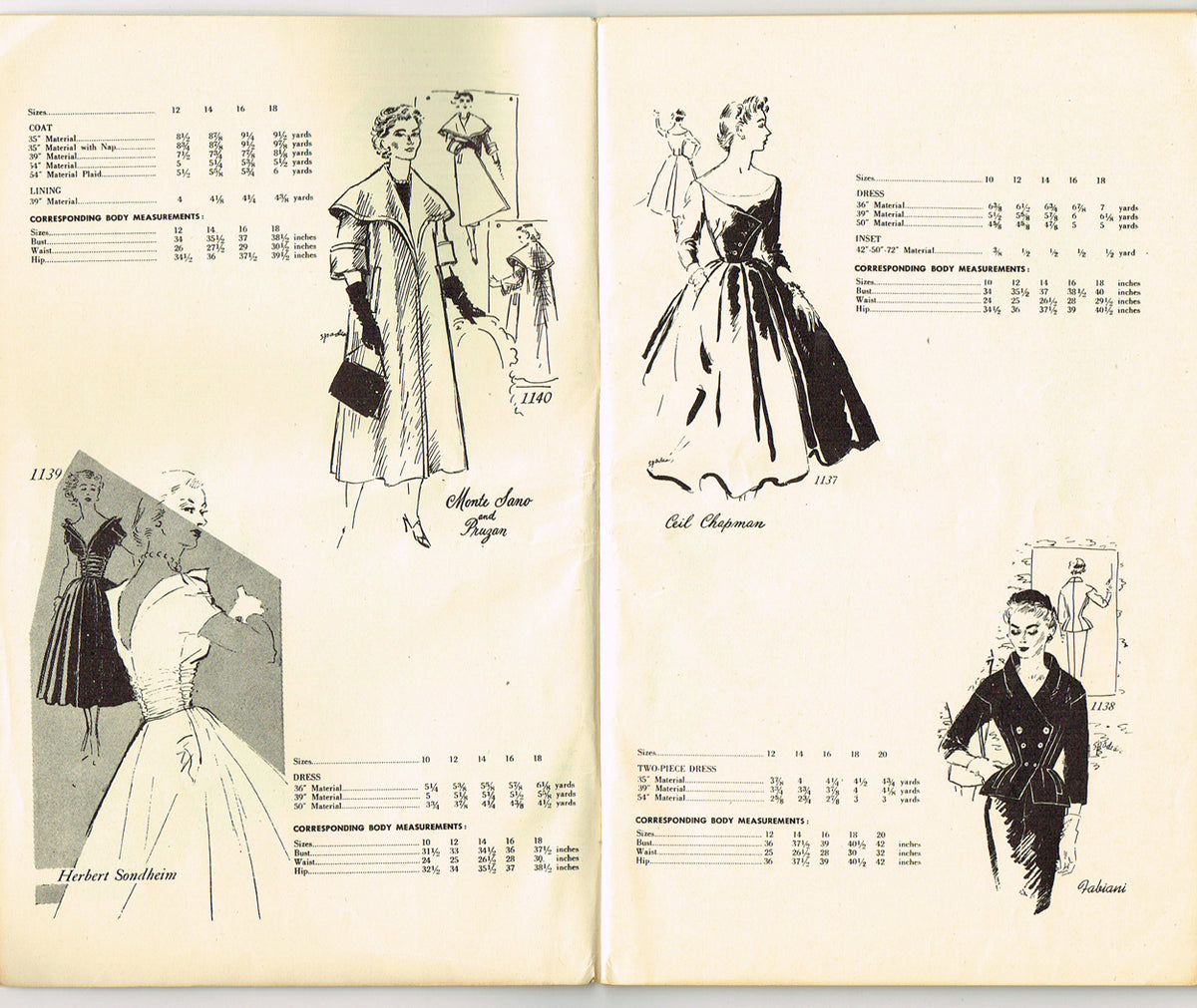 1950s Rare Vintage Spadea American Designer Sewing Pattern Catalog ...