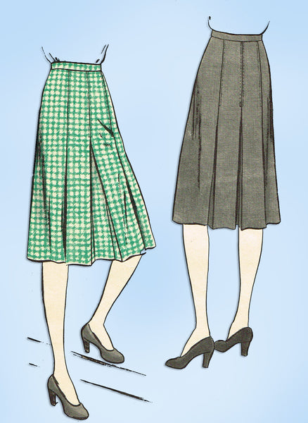 1930s Original Vintage Vogue Pattern 8472 WWII Pleated Skirt Sz 27 W ...