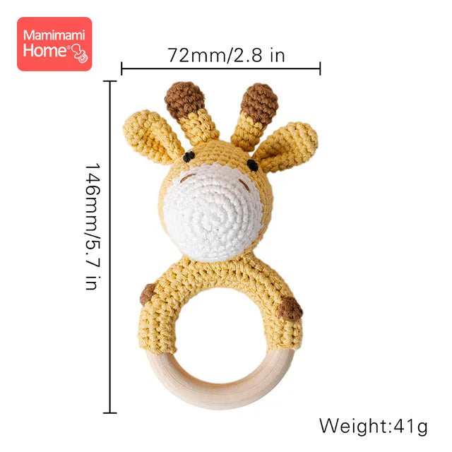 Wooden Crochet Baby Teether Rattle Toy, BPA-Free Infant Teething Toy for Newborns, Safe and Engaging Multi-Functional Design - Image 6