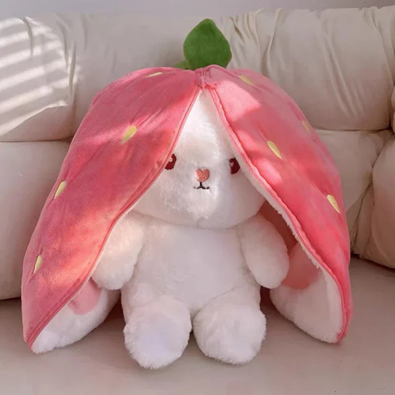 Plush Bunny 25cm Strawberry Carrot Transforming Toy Kids Birthday Gift Fall 2025 Cute Cuddly Surprise - Image 5