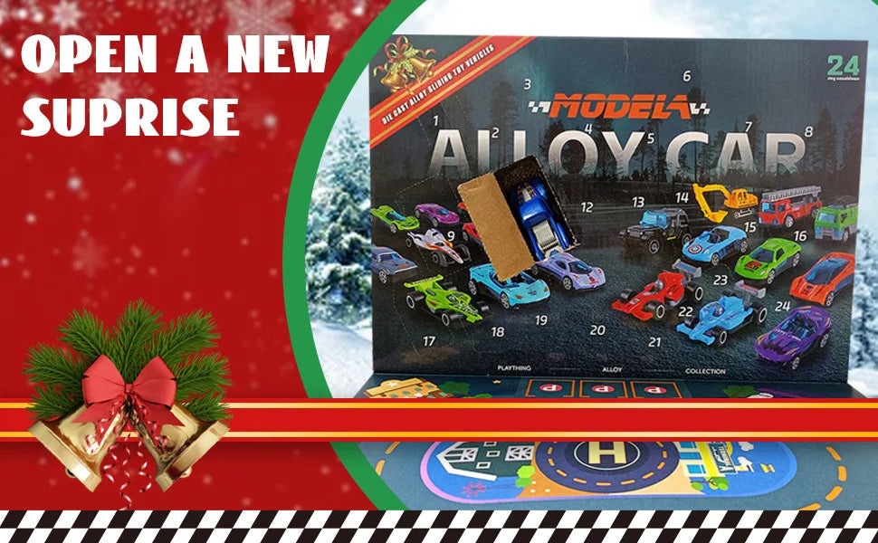 Advent Calendar 24 Alloy Cars Set Christmas Countdown - Image 8
