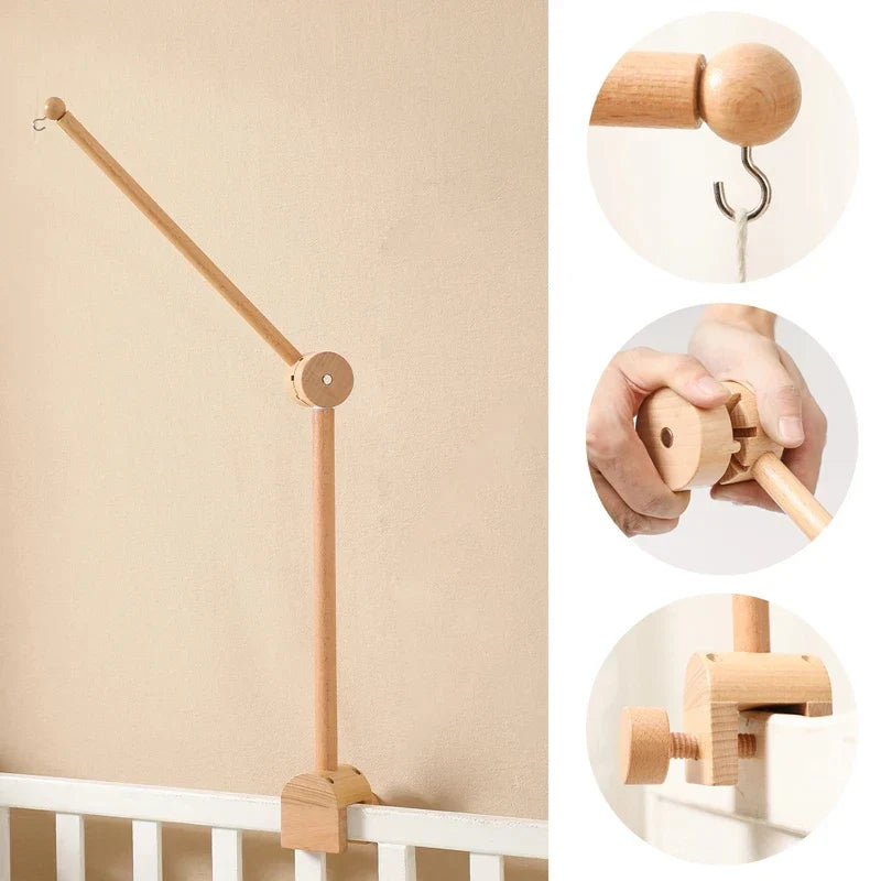 Wooden Baby Mobile Crib Arm Holder Newborn Sensory Toys - Image 31