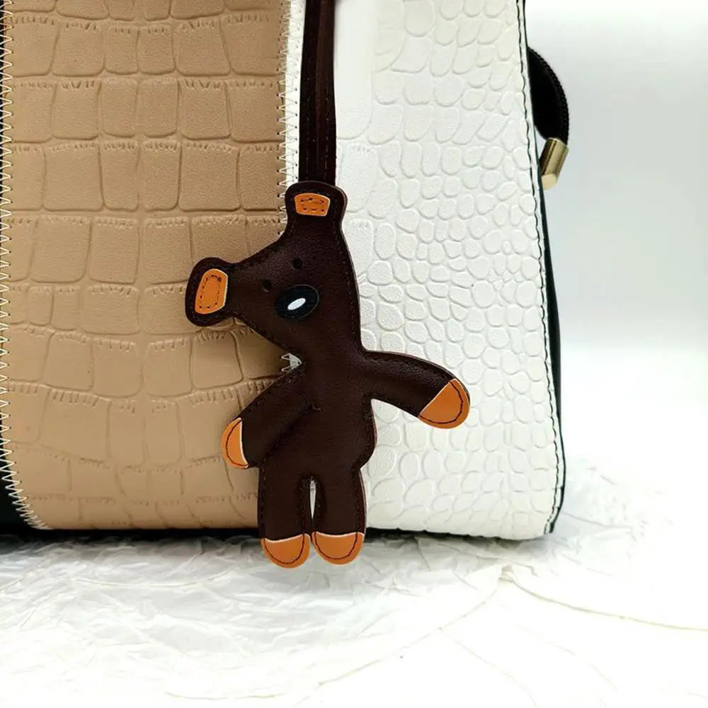 Bear Keychain PU Leather Mini Bag Charm Cute Gift Accessory - Image 28