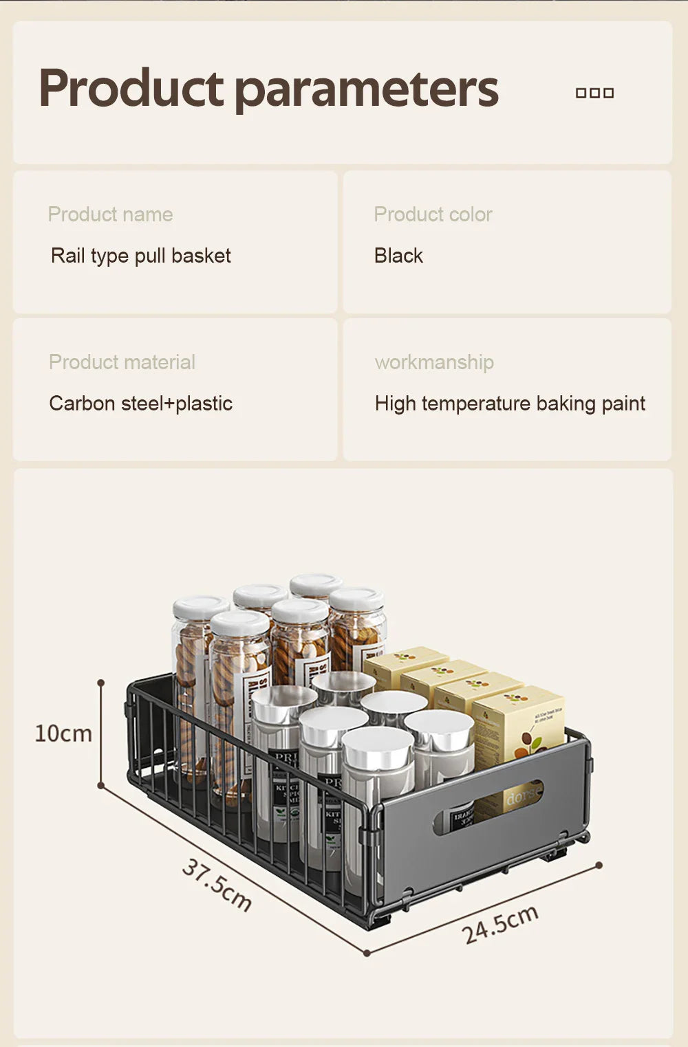 Pull Out Cabinet Organizer Slide Drawer Kitchen Rack - Image 19