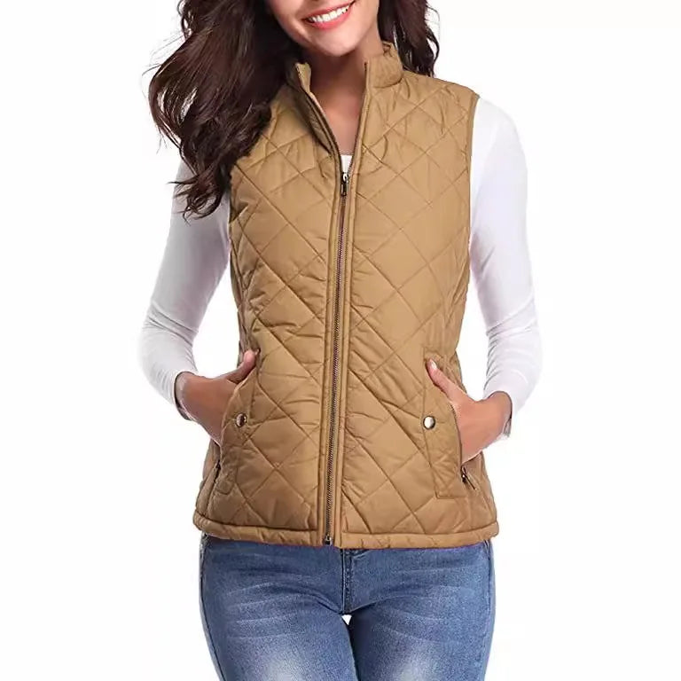 Lightweight Women Quilted Vest - Stand Collar Cotton Winter - Image 5