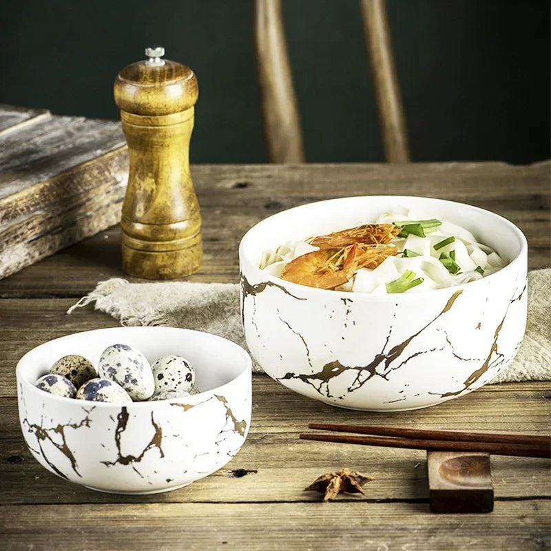 Marble Ceramic Bowl Set Nordic Tableware Minimalist - Image 3