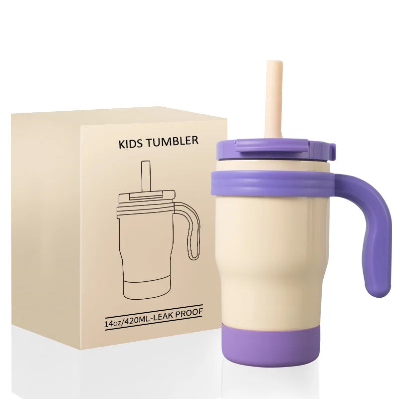 Kids Thermos Bottle 420ML Stainless Steel Insulated Tumbler With Handle And Straw, Christmas 2025 Gift - Image 4