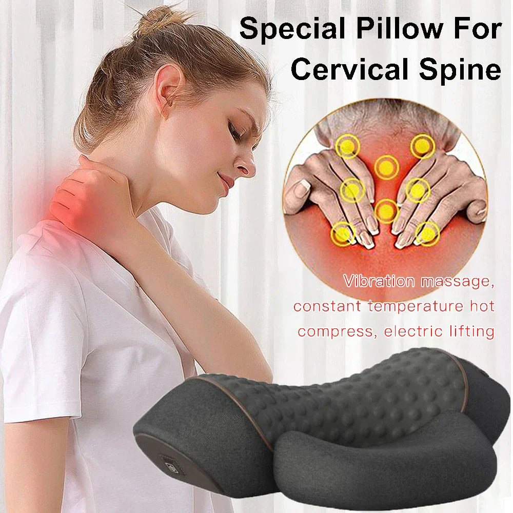 Neck Massage Pillow Heating Vibration Memory Foam Support - Image 14