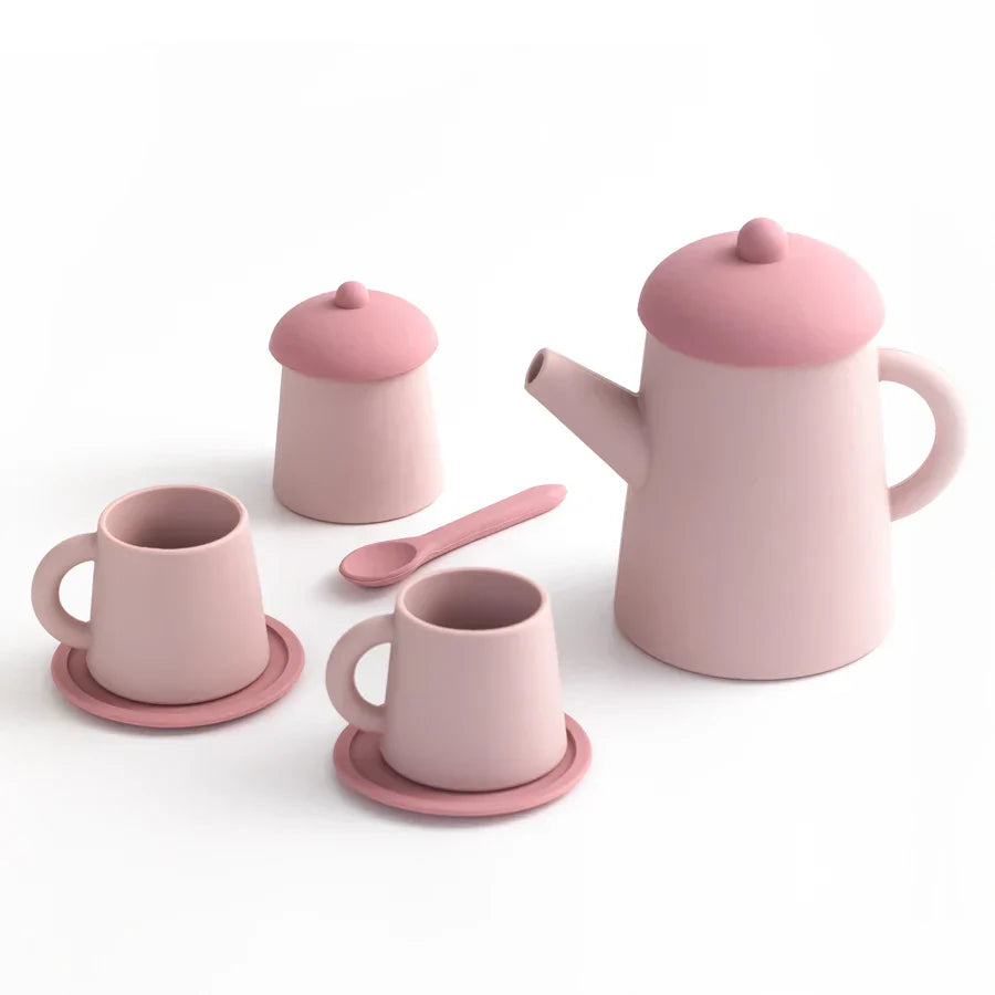 Miniature Tea Set Soft Silicone Pretend Play Tableware Kids Toy Back To School 2025 Imaginative Play Gift