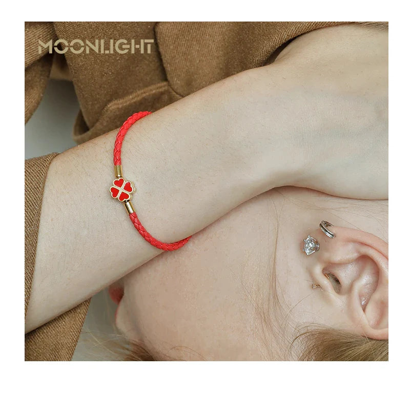 Four Leaf Clover Braided Leather Lucky Bracelet Gift - Image 20