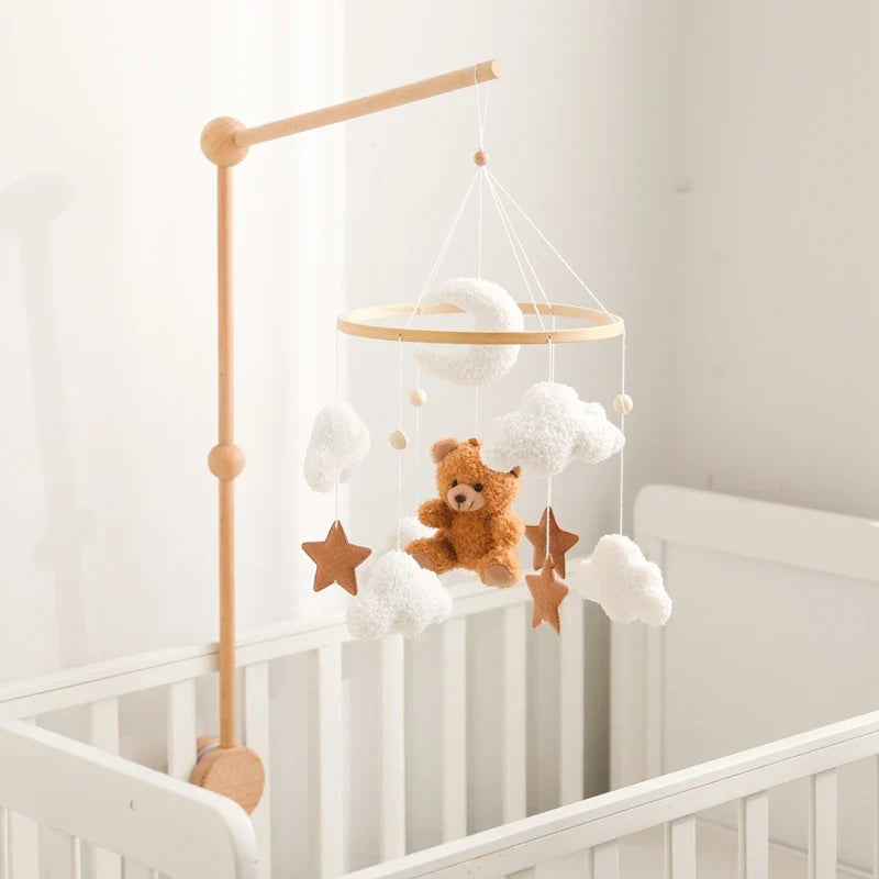 Wooden Crib Mobile Felt Bear Musical Newborn Sensory Toys - Image 28