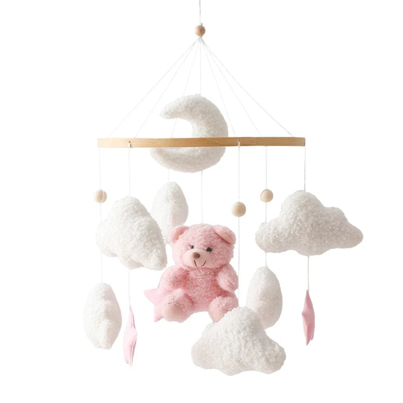 Wooden Crib Mobile Felt Bear Musical Newborn Sensory Toys - Image 8