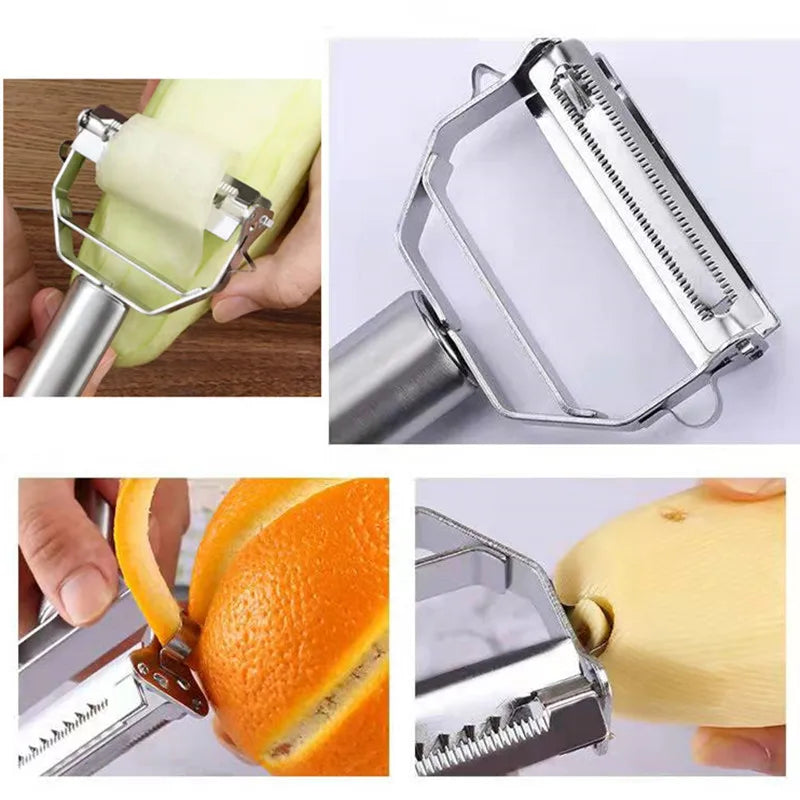 Multifunctional Stainless Steel Kitchen Peeler - Durable Vegetable and Fruit Slicer for Easy Household Use - Image 4