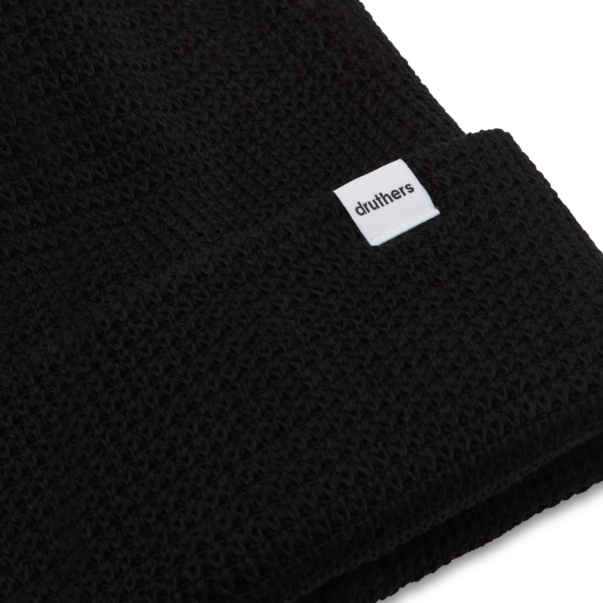 Organic Cotton Waffle Knit Beanie - Black