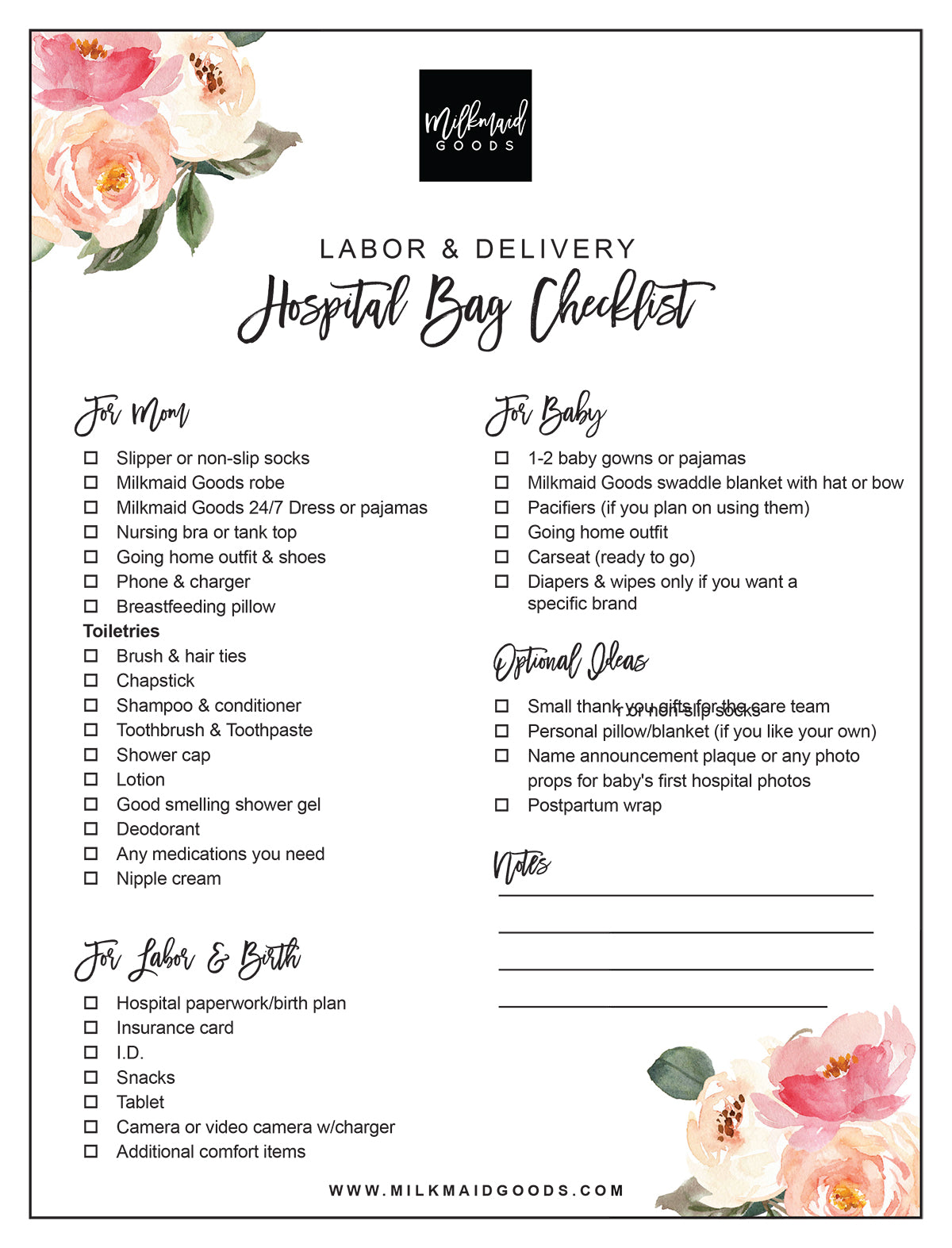 HOSPITAL BAG CHECKLIST + FREE PRINTABLE