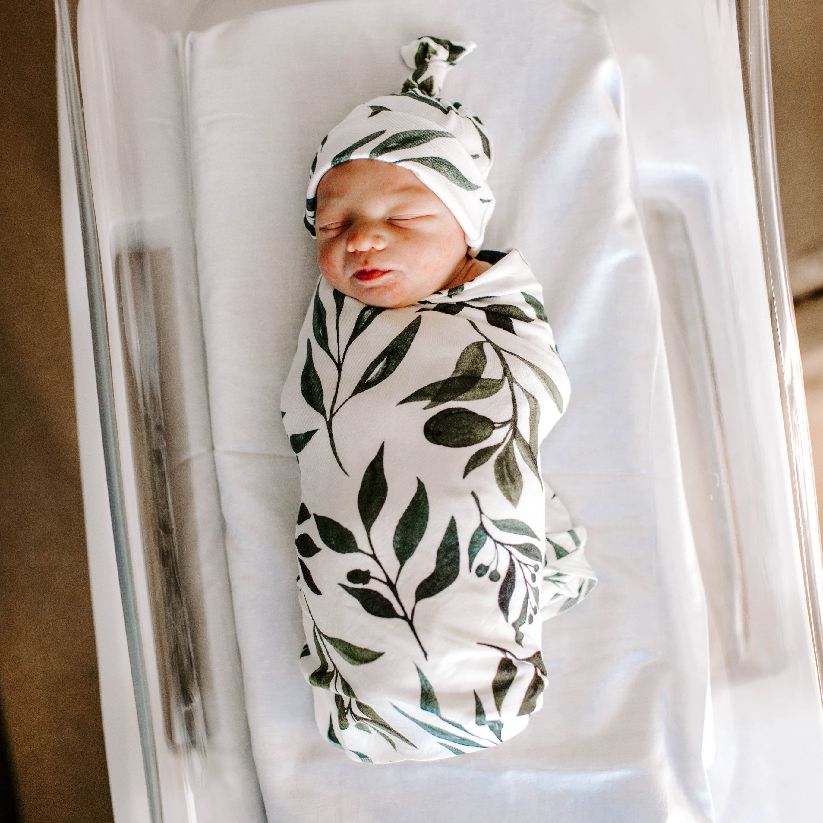 matching swaddle and hat