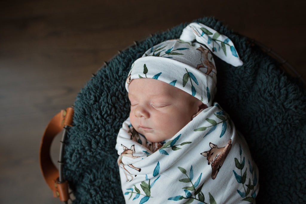 Surprise Gender Fawn Swaddle, Headband 
