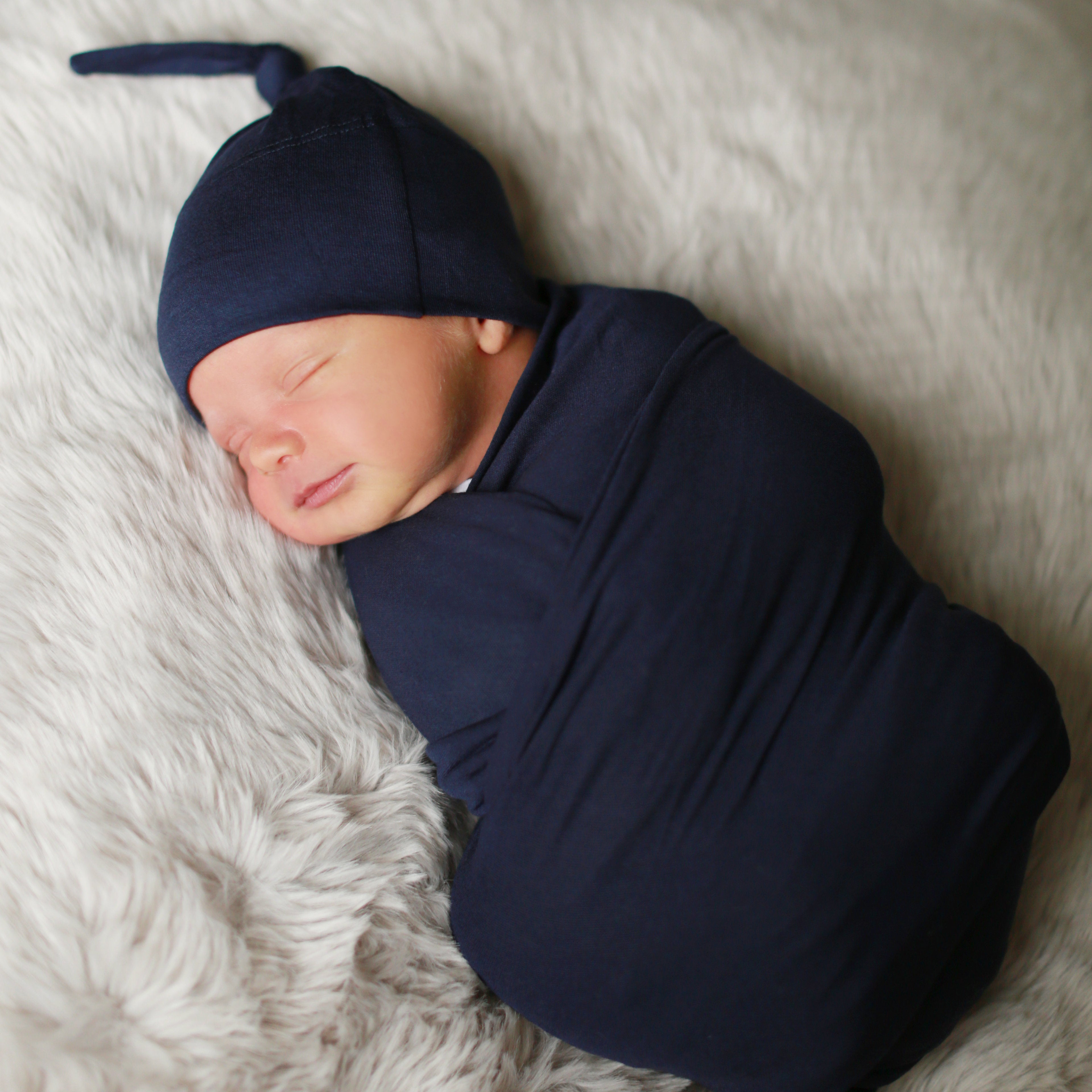 Navy Swaddle and Hat Set – Milkmaid Goods