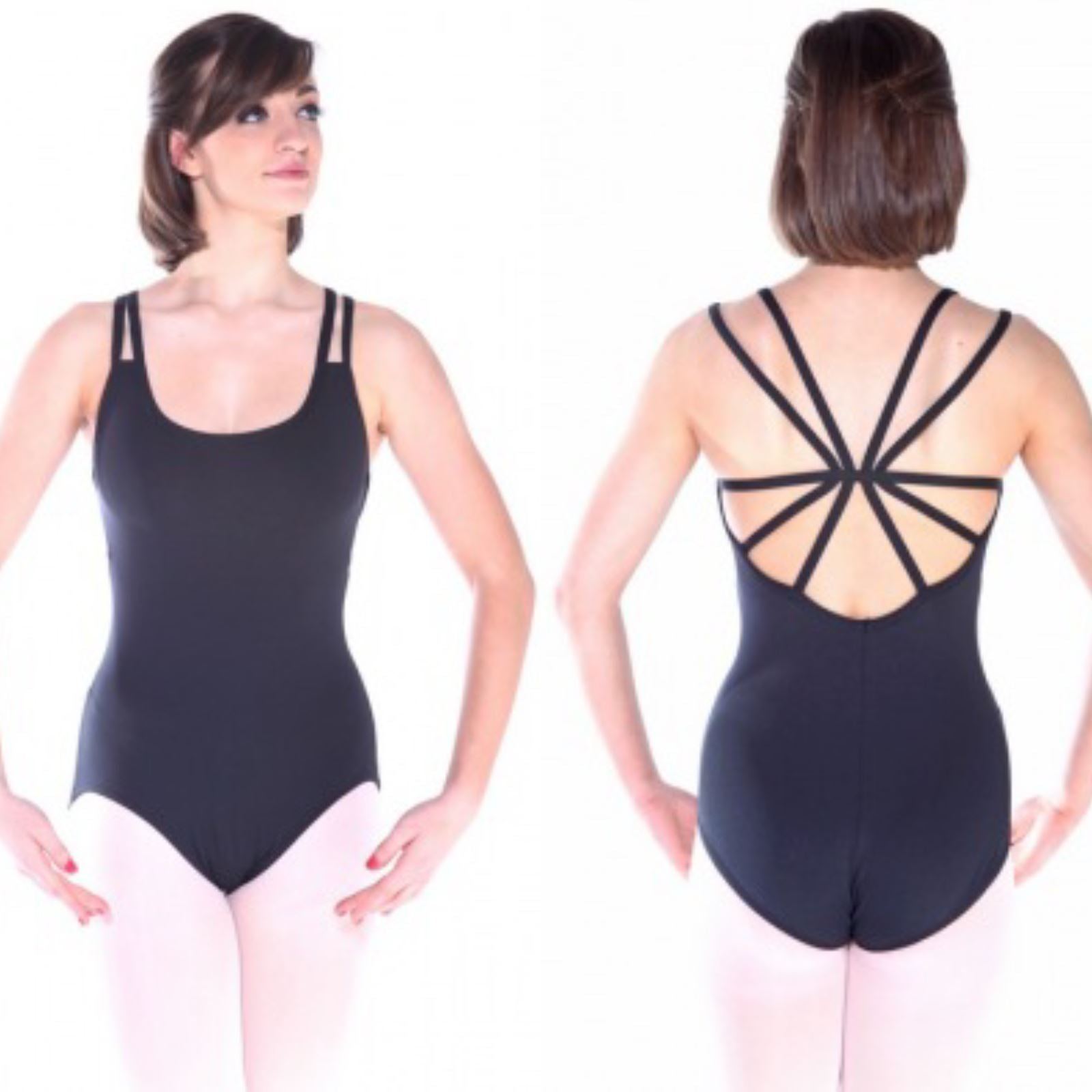 black strappy leotard