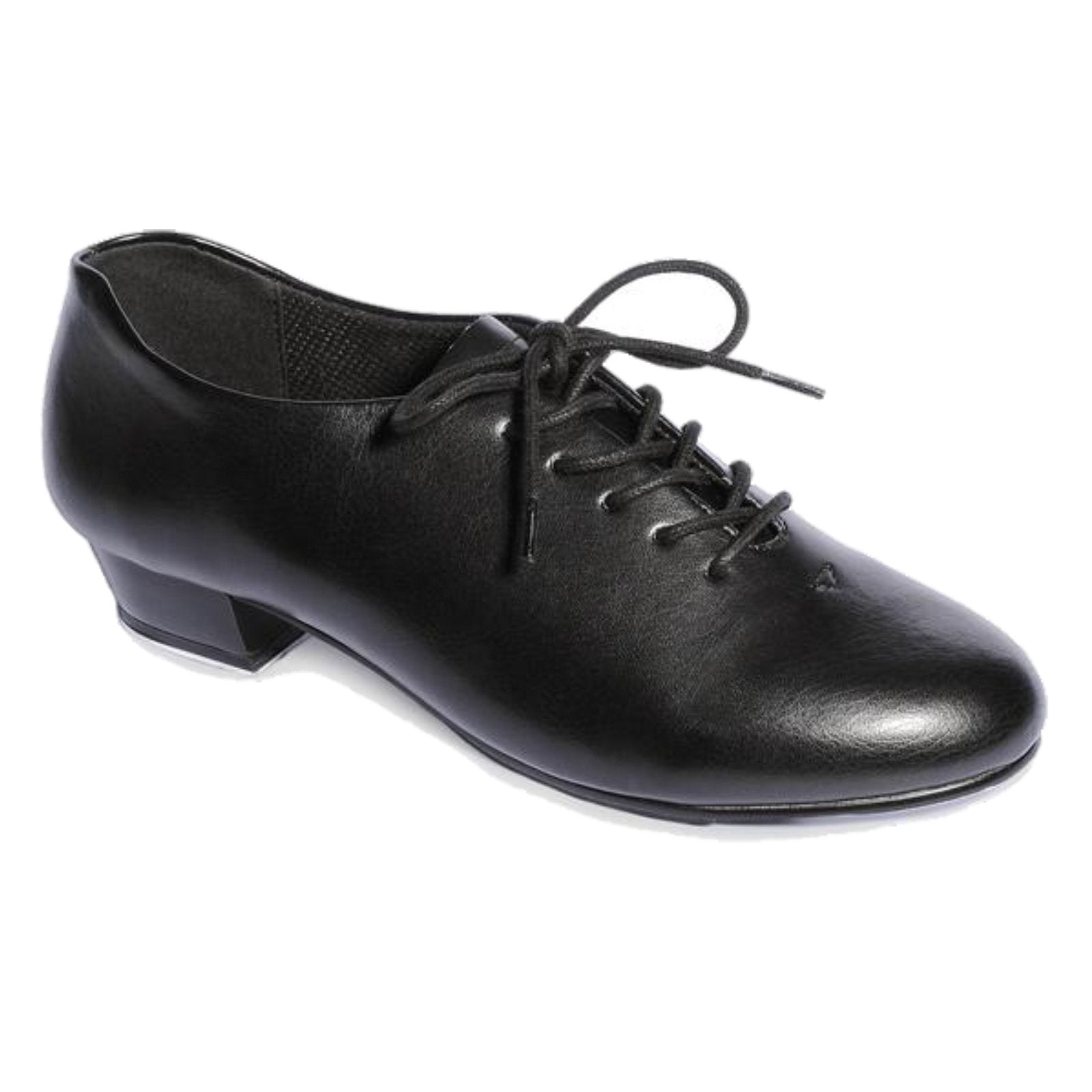 black leather tap shoes