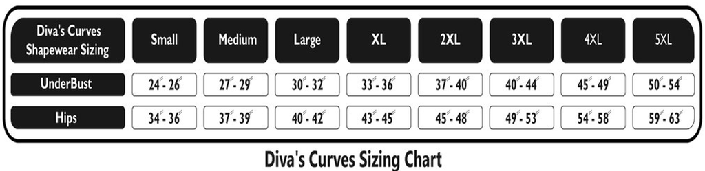 Size Chart Small to 5XL Shapewear Compression Garments, Plus Size Shapewear  – Diva's Curves