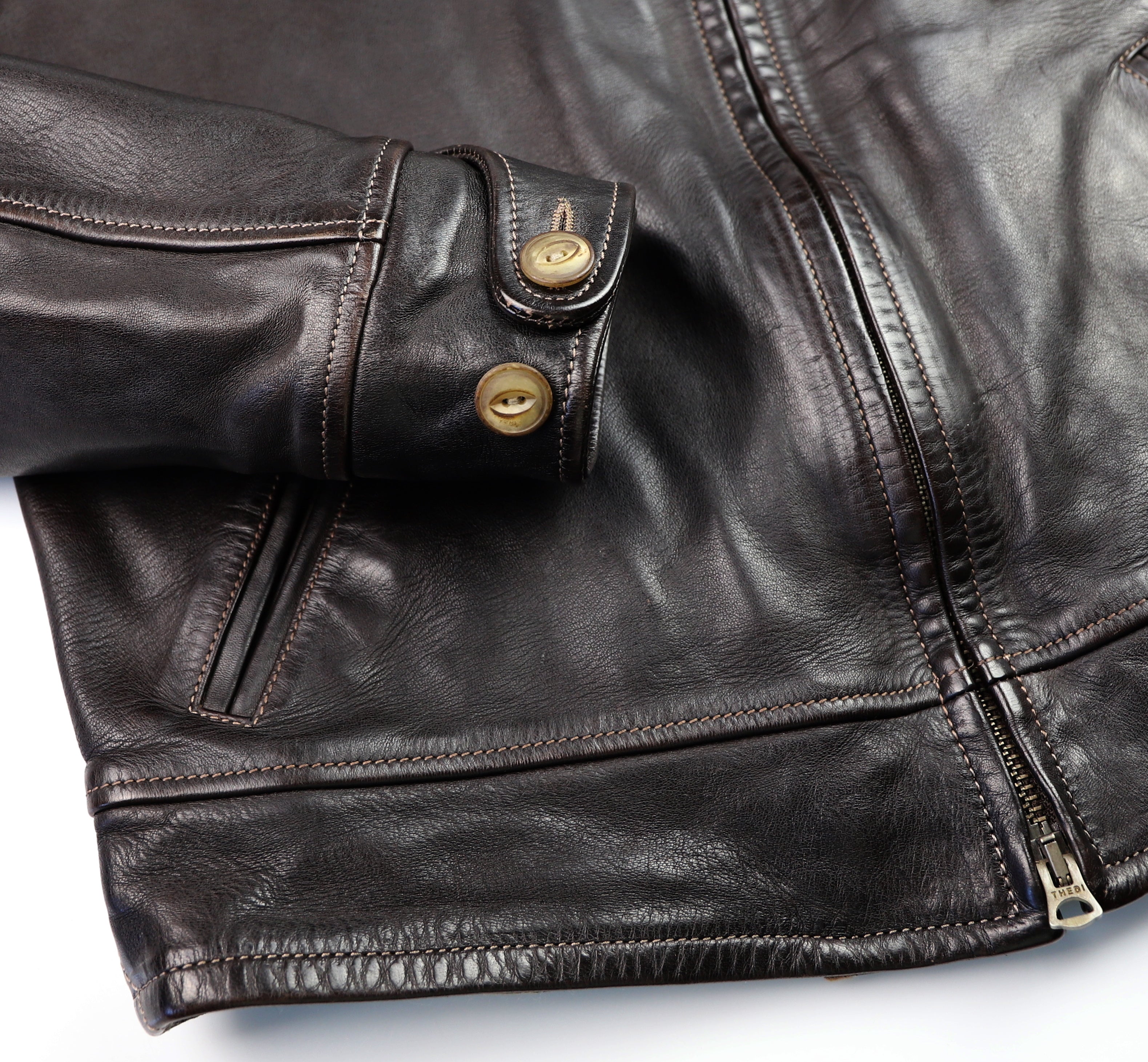 Thedi Markos Zip-Up Shawl Collar Jacket, size XL, Dark Brown Horsehide ...