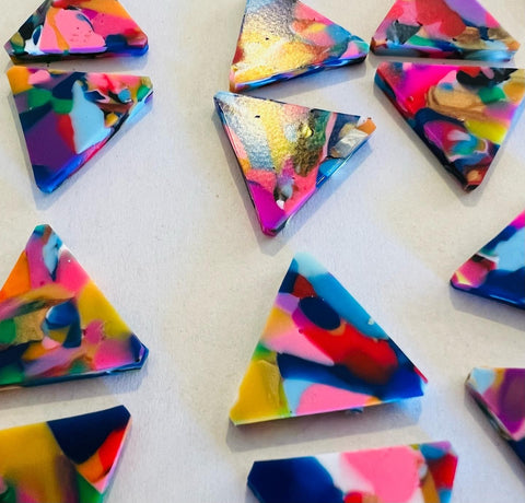 Triangle Earrings made from recycled single-use plastic