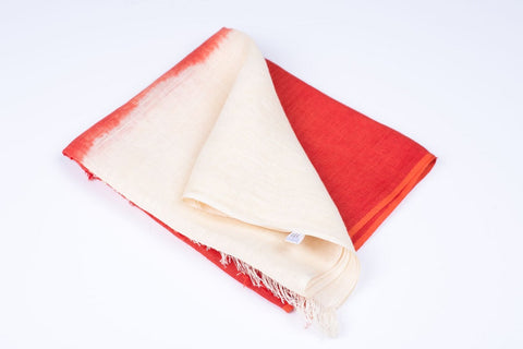 Red and White Linen Scarf - Nine Yaks