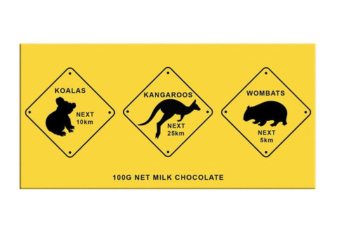 Chocolate bar featuring 3 Australian animals