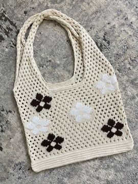 Floral Print Knitted Bag