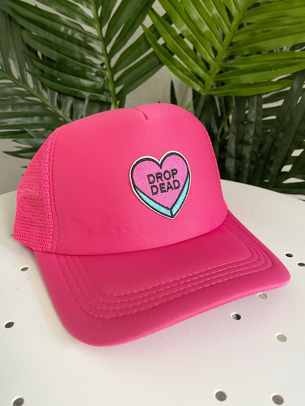 Drop Dead Trucker Hat Hot Pink – Electric Dream Boutique
