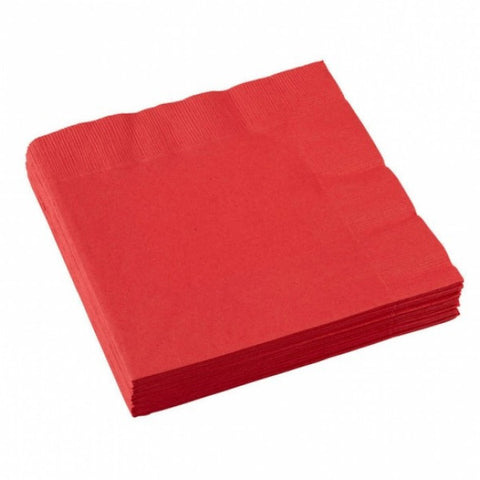 3 Ply Red Beverage Napkins, 20ct