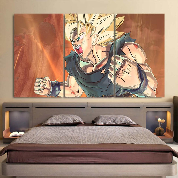 Dragon Ball Son Goku Portrait Cool Sketch Fan Art 3pc Wall