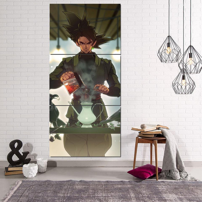 Goku Black Strong Villain Tea Time Fan Art 3pc Canvas Print — Saiyan Stuff 4480