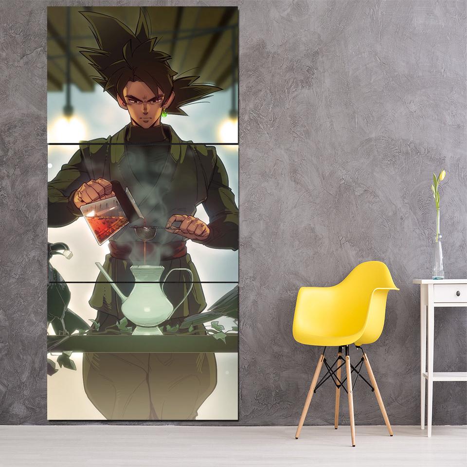 Goku Black Strong Villain Tea Time Fan Art 3pc Canvas Print — Saiyan Stuff 0090