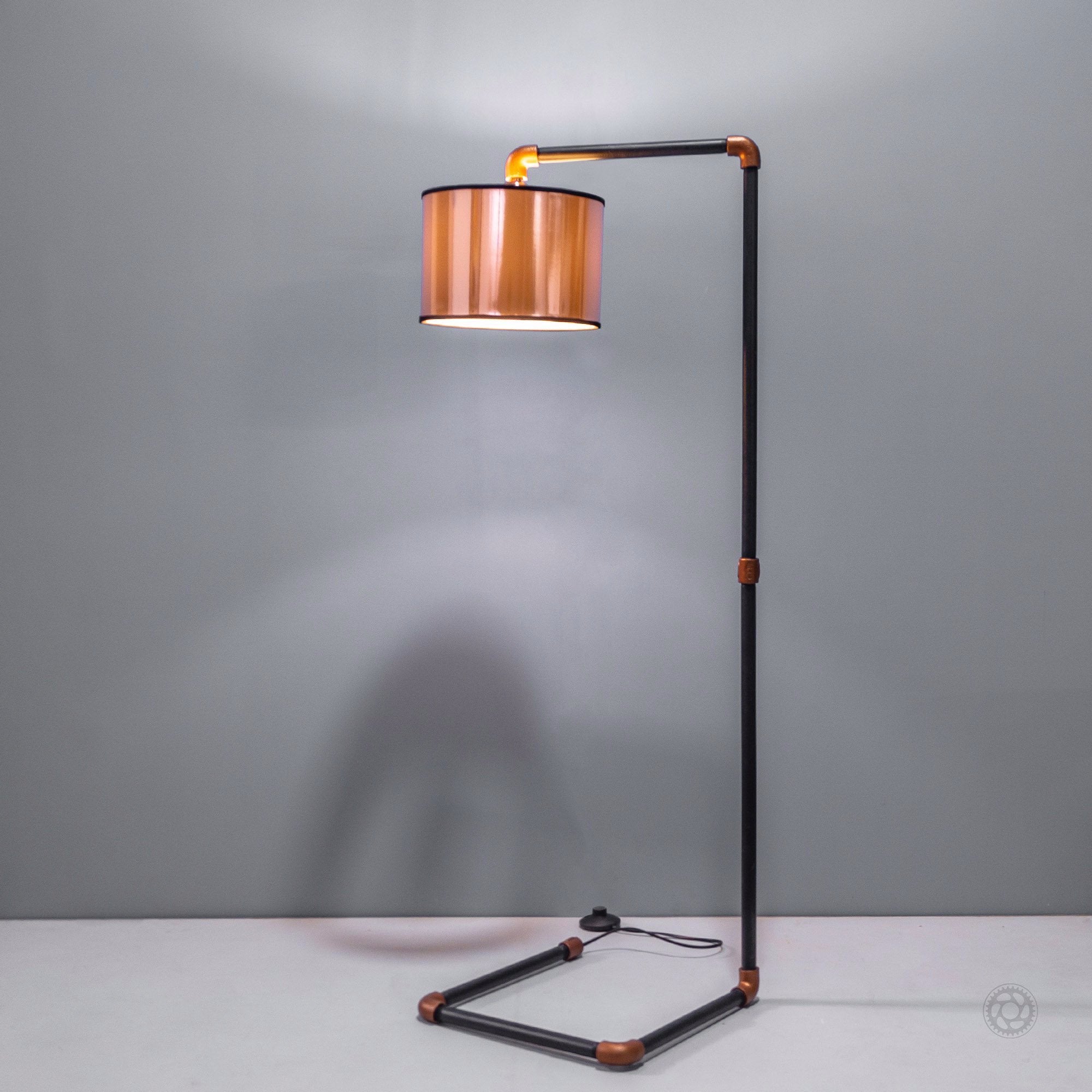 copper and grey floor lamp