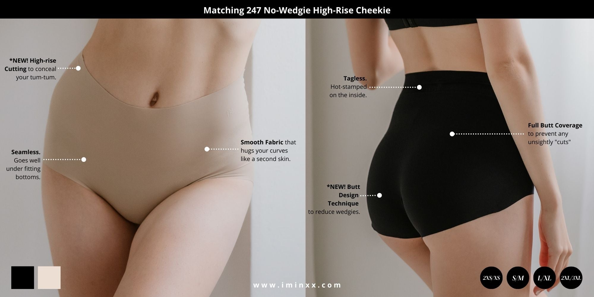 247 No-Wedgie High-rise Cheekie in Black