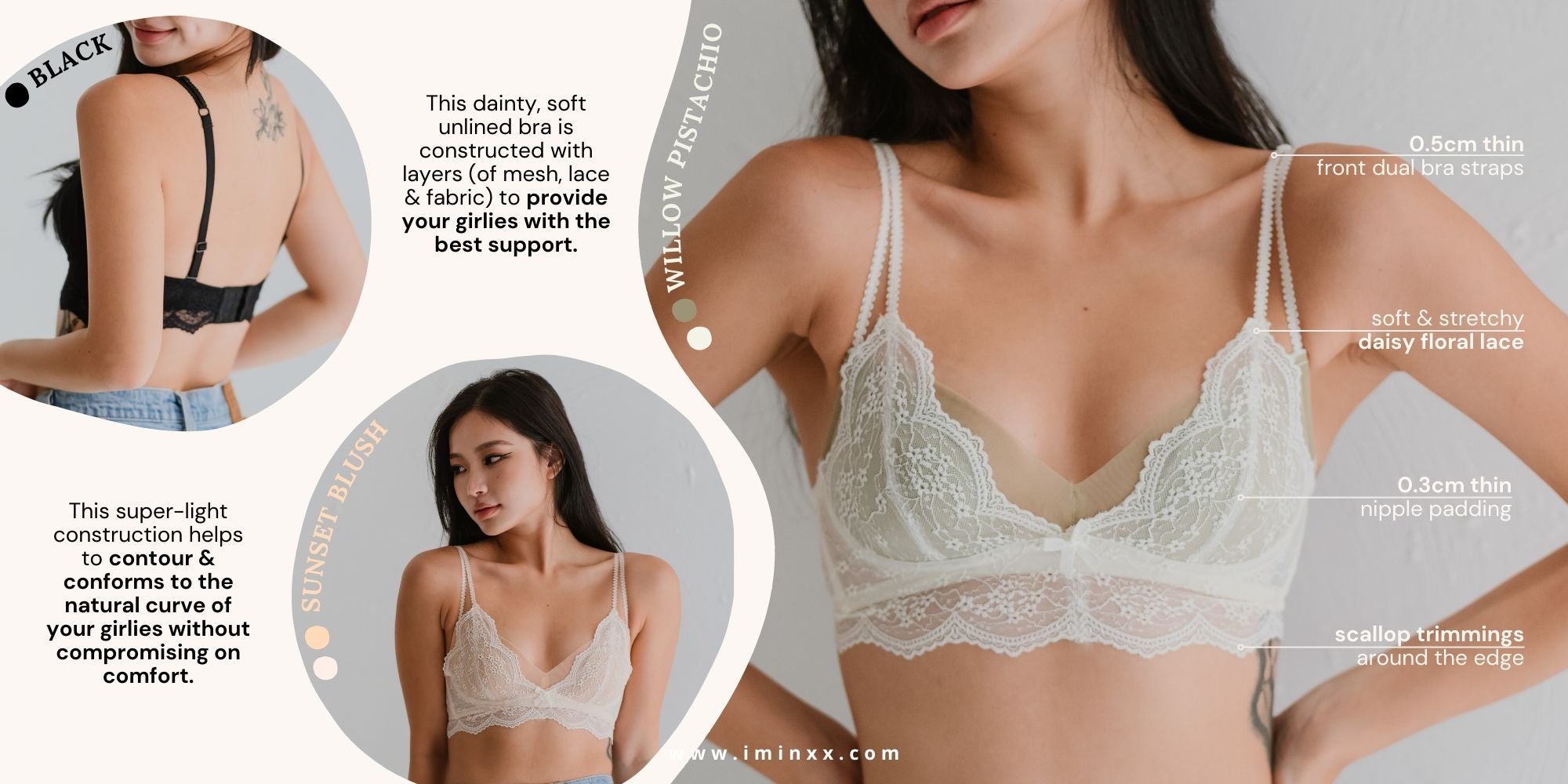 Dainty Daisy! Lace Unlined Wireless Bra Tagged 38B/85B