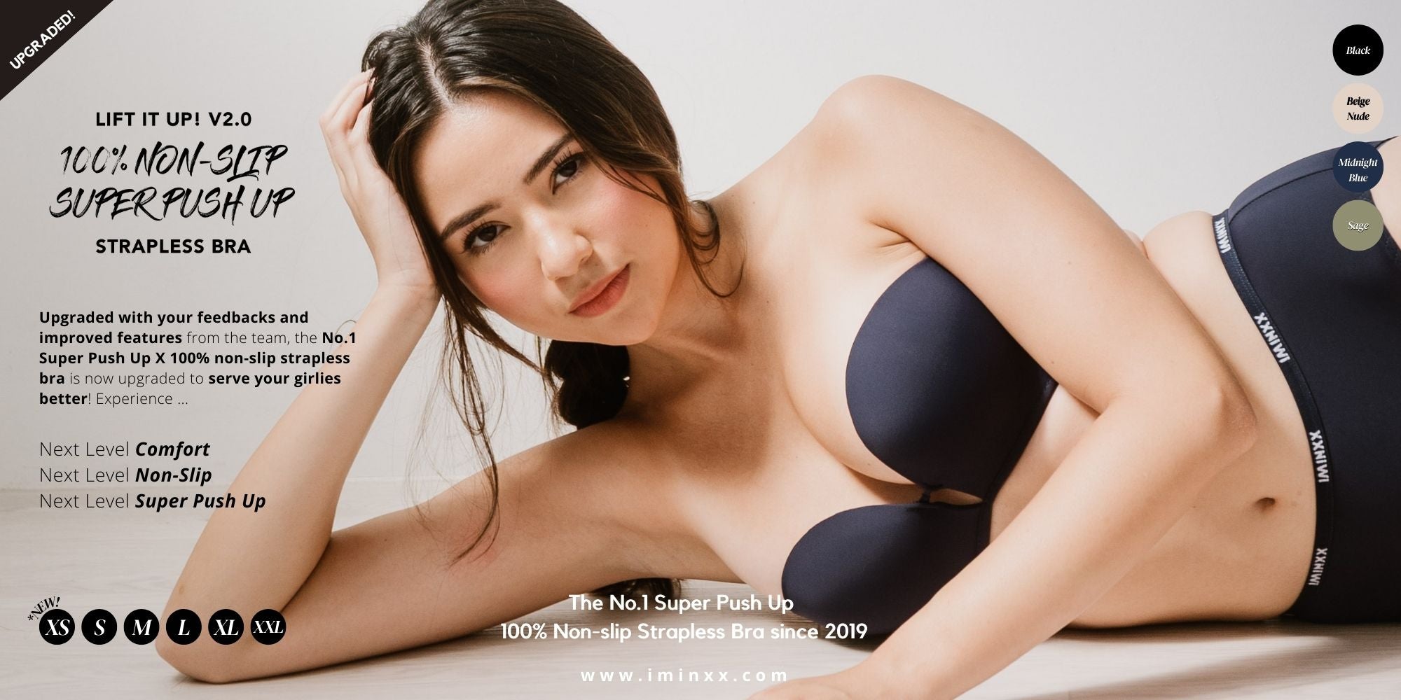 SG InStock) Ultra Thick Push Up Double Back Band #Strapless #Bra (Wir