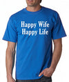 SignatureTshirts Men's Happy Wife Happy Life T-Shirt, Black Charcoal & Royal, S-2XL Sizes