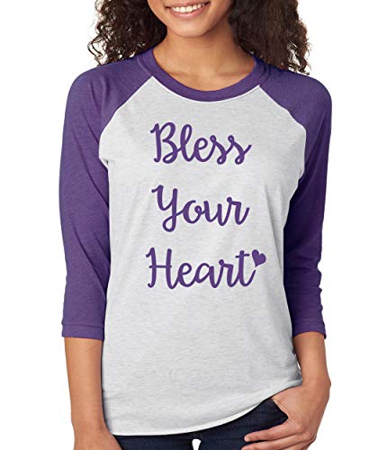 SignatureTshirts Womens Bless Your Heart 3/4 Sleeve Raglan Tee