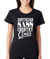 SignatureTshirts Woman's Crew Southern Sass Country Class Cute Funny Shirt